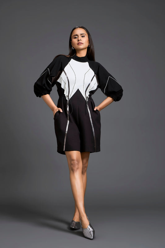 Sculpted Colour-Block Playsuit