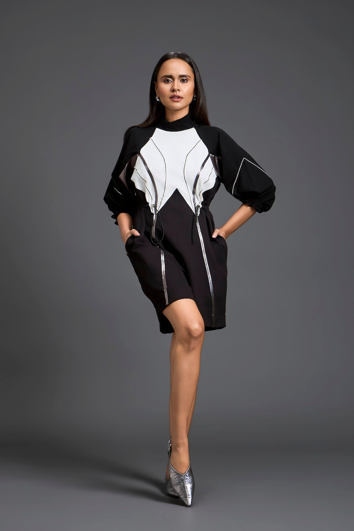 Sculpted Colour-Block Playsuit