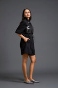 Load image into Gallery viewer, Black Gunmetal Panel Drawstring Playsuit
