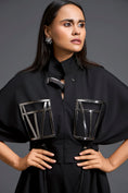 Load image into Gallery viewer, Black Gunmetal Panel Drawstring Playsuit
