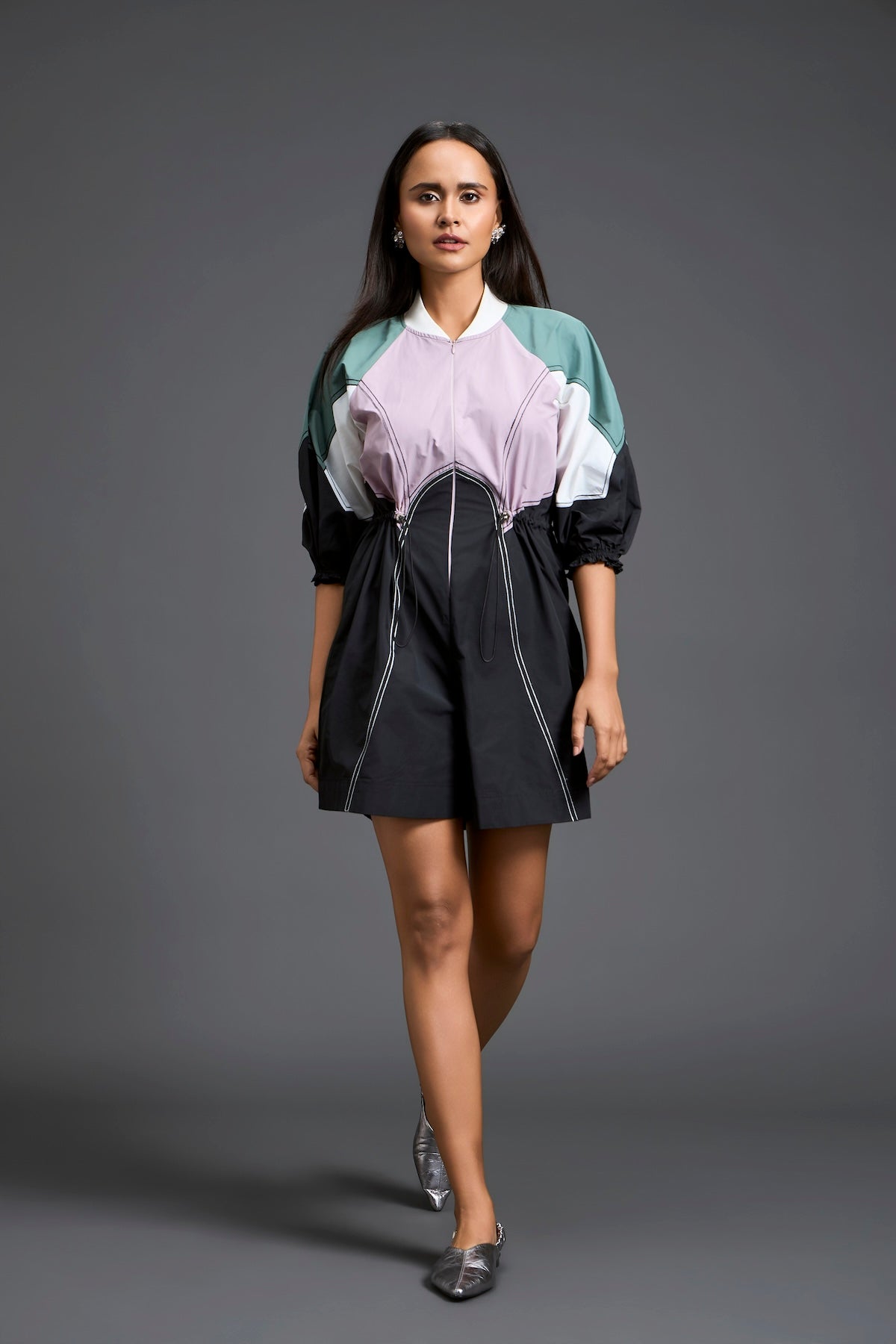 Contemporary colour-block playsuit