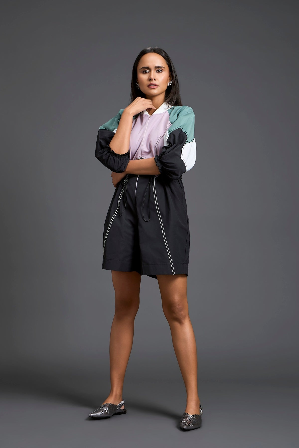 Contemporary colour-block playsuit