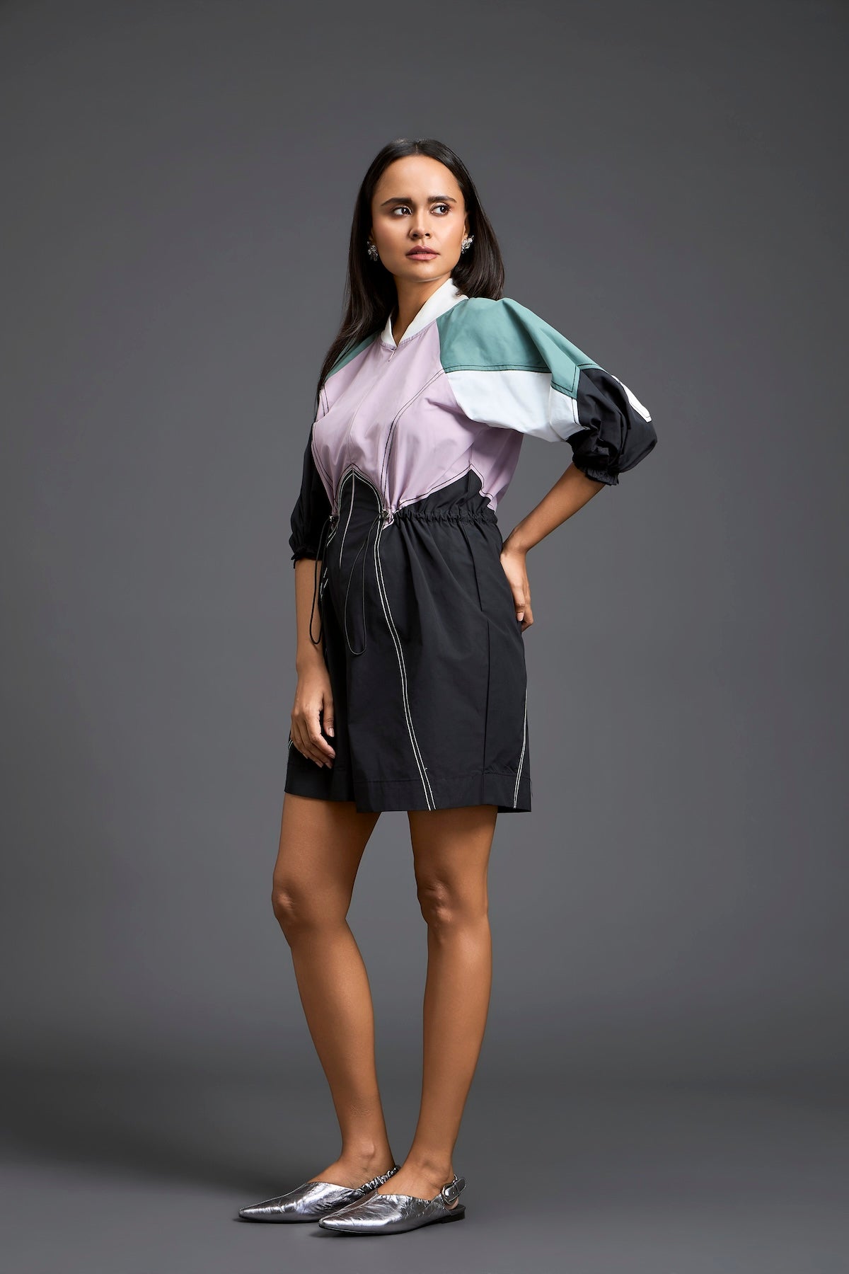 Contemporary colour-block playsuit