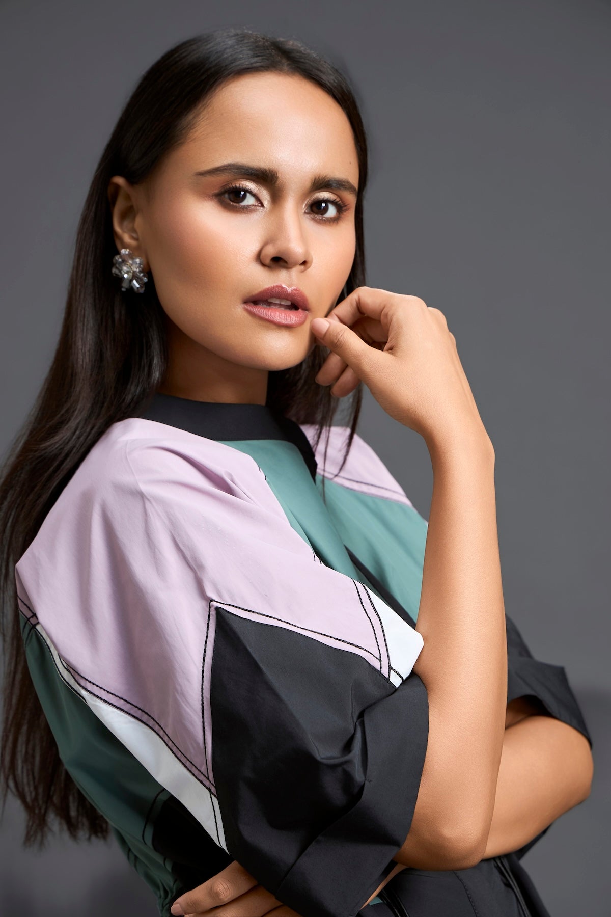 Contemporary colour-block playsuit