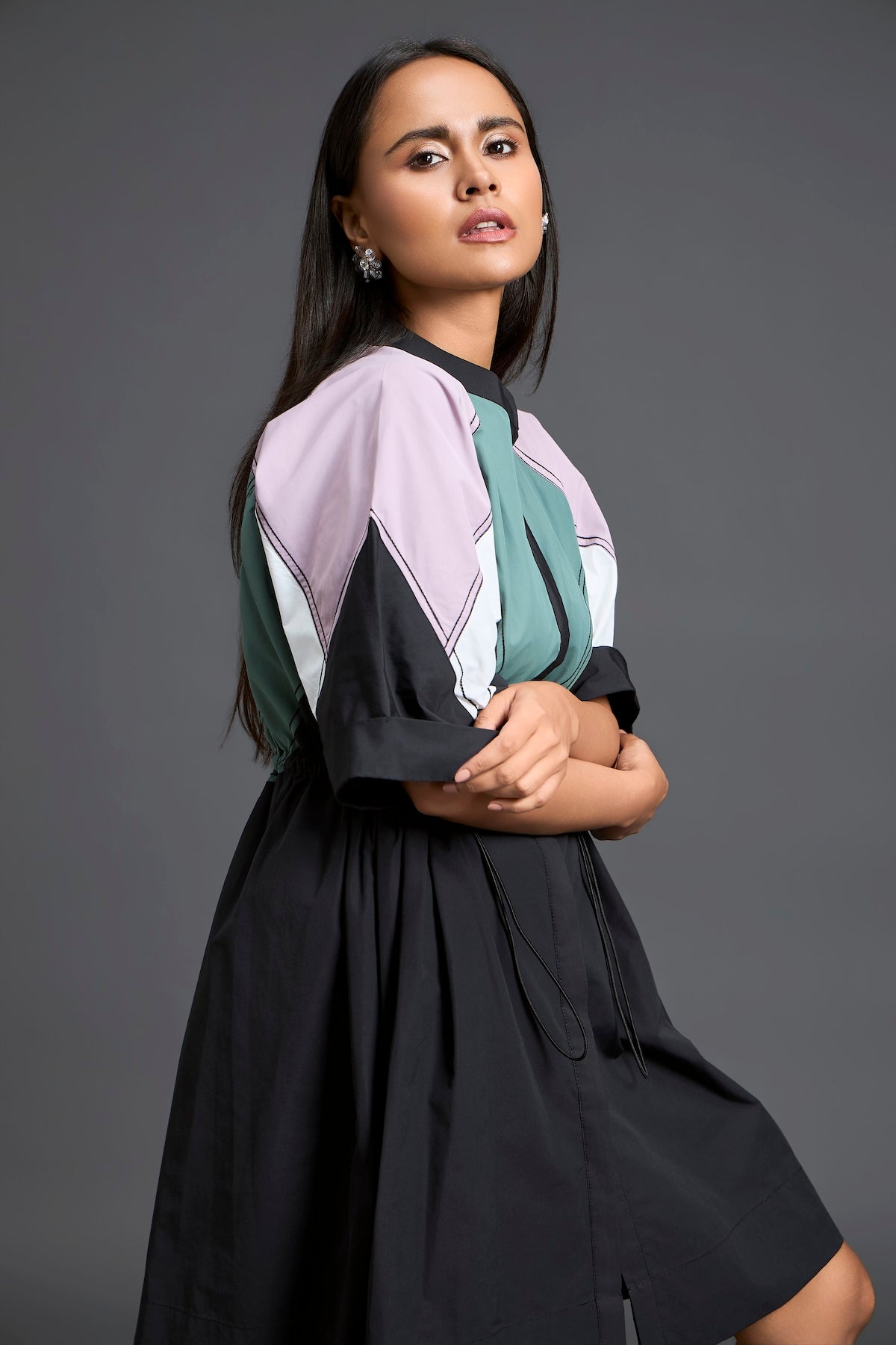 Contemporary colour-block playsuit