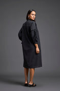Load image into Gallery viewer, Black Floral Patchwork Shirt Dress

