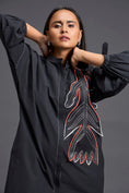 Load image into Gallery viewer, Black Floral Patchwork Shirt Dress
