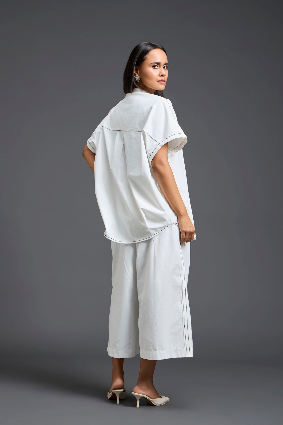 White Oversized Floral Shirt Co-ord Set