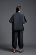 Load image into Gallery viewer, Black Oversized Floral Drawstring Co-ord Set
