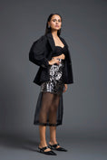 Load image into Gallery viewer, Structured Blazer Bralette and Laser-Cut Overlay Skirt Set
