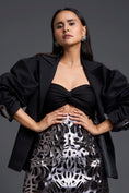 Load image into Gallery viewer, Structured Blazer Bralette and Laser-Cut Overlay Skirt Set
