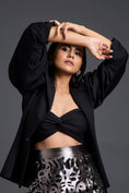 Load image into Gallery viewer, Structured Blazer Bralette and Laser-Cut Overlay Skirt Set
