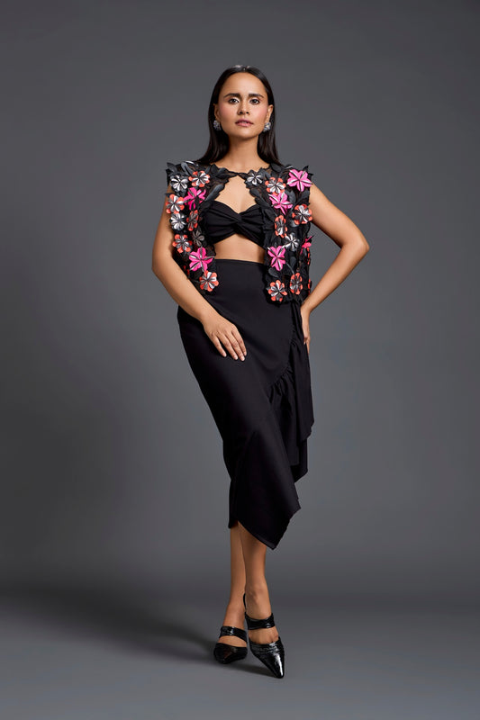 Laser-Cut Floral Cape Co-ord Set