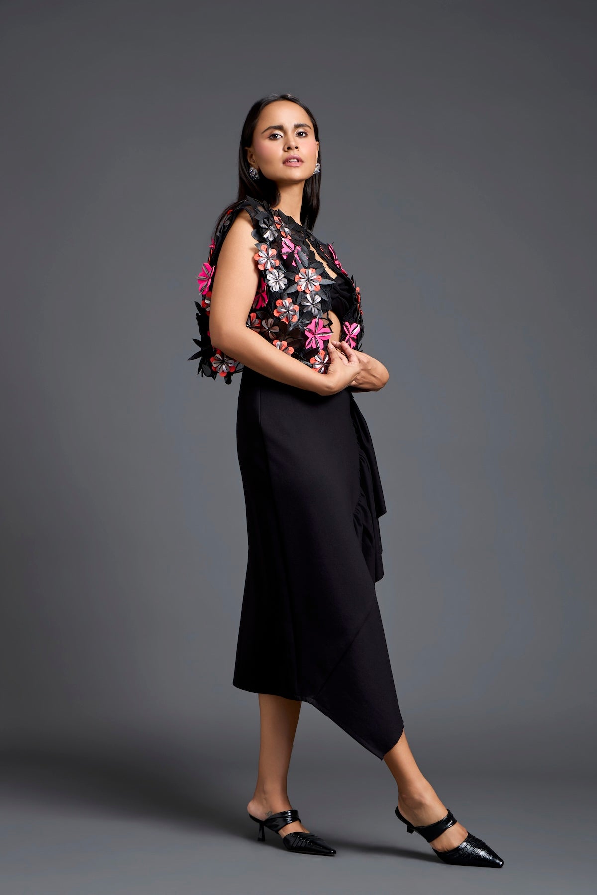 Laser-Cut Floral Cape Co-ord Set
