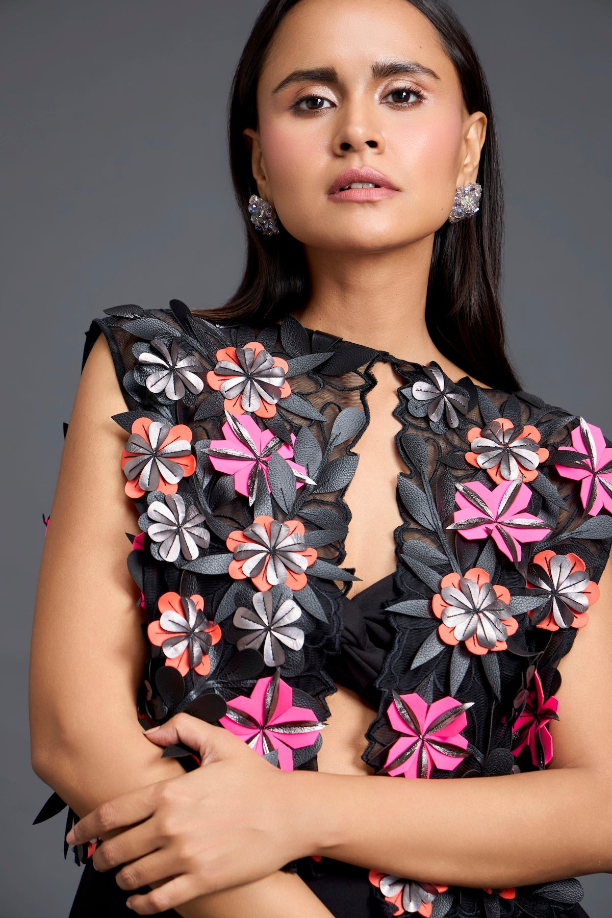Laser-Cut Floral Cape Co-ord Set
