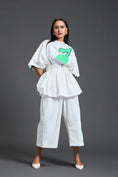 Load image into Gallery viewer, White Smocked Floral Peplum Top
