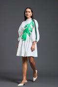 Load image into Gallery viewer, White Neon Patch Gathered Dress
