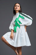 Load image into Gallery viewer, White Neon Patch Gathered Dress
