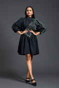Load image into Gallery viewer, Black Neon Patch Gathered Dress
