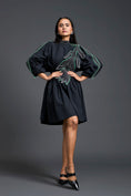 Load image into Gallery viewer, Black Neon Patch Gathered Dress
