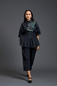 Load image into Gallery viewer, Black Smocked Floral Peplum Co-ord Set
