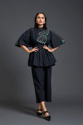 Load image into Gallery viewer, Black Smocked Floral Peplum Co-ord Set
