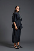 Load image into Gallery viewer, Black Smocked Floral Peplum Co-ord Set
