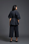 Load image into Gallery viewer, Black Smocked Floral Peplum Co-ord Set
