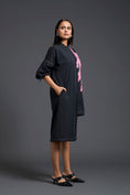Load image into Gallery viewer, Black Oversized Floral Patch Shirt Dress
