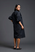 Load image into Gallery viewer, Black Oversized Floral Patch Shirt Dress
