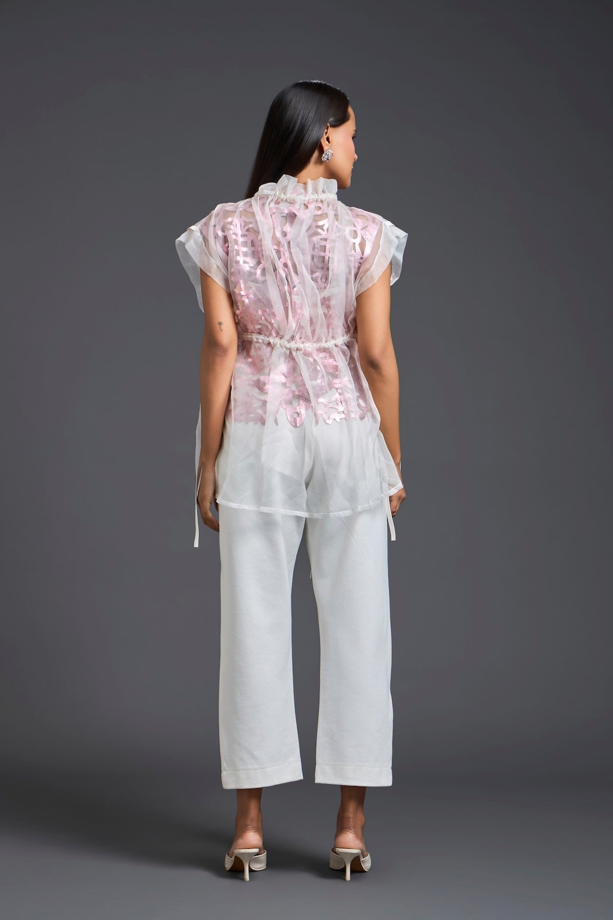 Onion Pink Organza Layered Co-ord Set