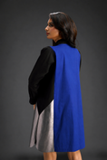 Load image into Gallery viewer, Colourblock Tunic Dress In Blue And Black With Metallic Silver Side Panels

