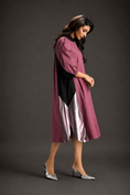 Load image into Gallery viewer, Pink Shirt Dress With Black Panels And Metallic Side Detailing
