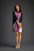 Load image into Gallery viewer, Colourblock Tunic Dress In Pink And Black With Metallic Silver Side Panels
