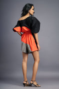 Load image into Gallery viewer, Black Orange One Shoulder Playsuit
