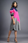 Load image into Gallery viewer, Navy Blue Pink Shirt Dress
