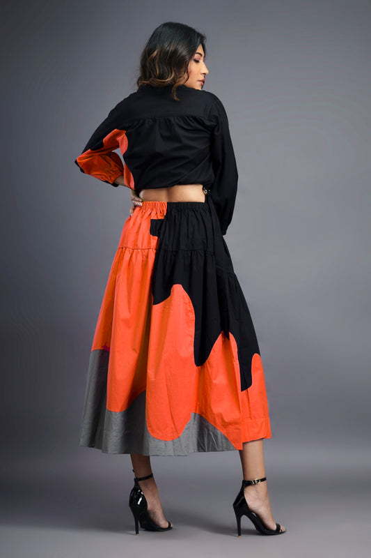 Colourblock Top & Skirt Co Ord Set