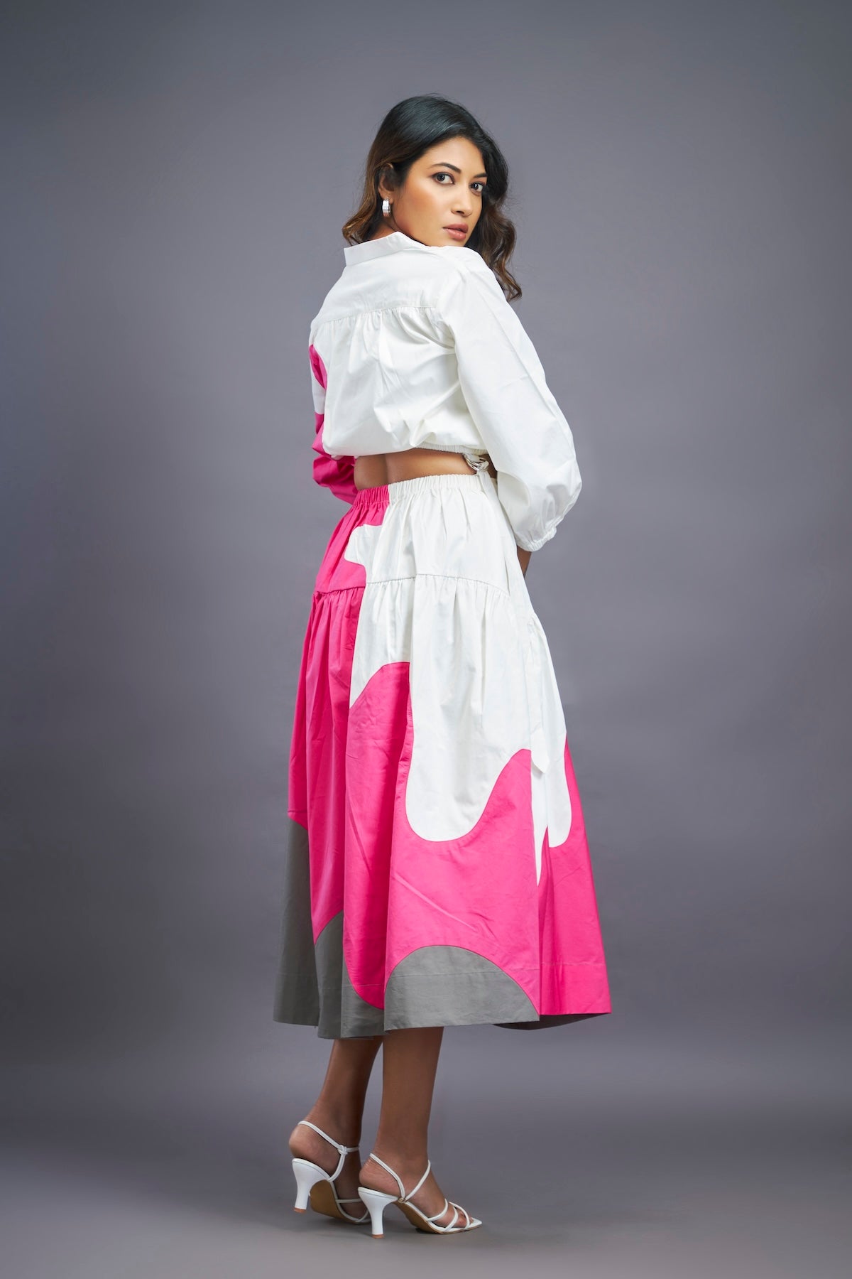 White Pink Shirt & Skirt Co-ord Set
