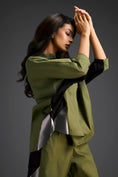 Load image into Gallery viewer, Olive Metallic Panel Co-ord Set
