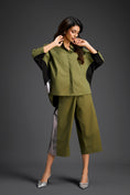 Load image into Gallery viewer, Olive Metallic Panel Co-ord Set
