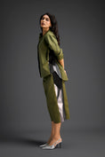 Load image into Gallery viewer, Olive Metallic Panel Co-ord Set
