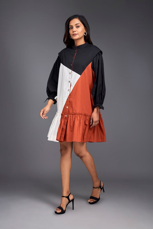 Colour Block Short Dress