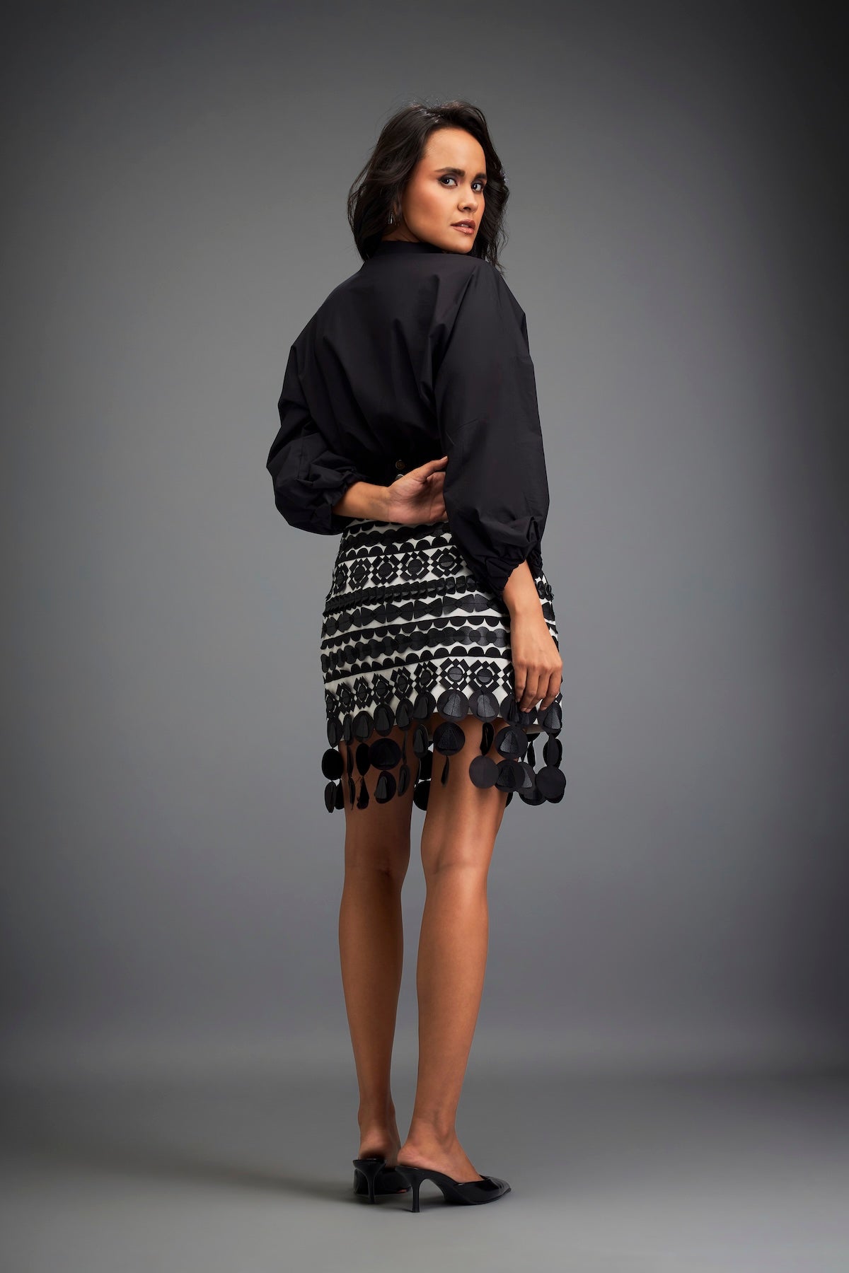 Embellished Skirt And Shirt Comes With Belt