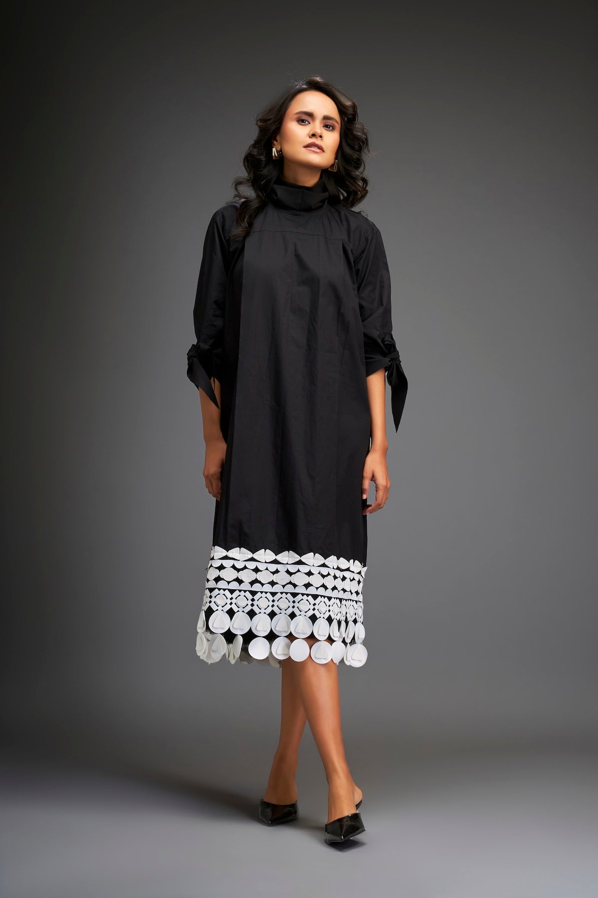 Midi Dress With Detailing On The Hem Comes With Belt