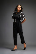 Load image into Gallery viewer, Black Embroidered Sleeves Jumpsuit With Belt
