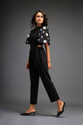 Load image into Gallery viewer, Black Embroidered Sleeves Jumpsuit With Belt
