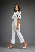 Load image into Gallery viewer, White Embroidered Sleeves Jumpsuit With Belt
