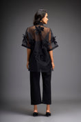 Load image into Gallery viewer, Floral Appliqué High-Low Sheer Top with Tube & Pants
