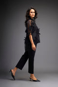 Load image into Gallery viewer, Floral Appliqué High-Low Sheer Top with Tube & Pants
