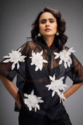 Load image into Gallery viewer, Floral Appliqué High-Low Sheer Top with Tube & Pants
